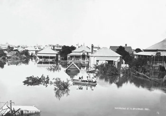 Framed Print : Manning Street - South Brisbane - Brisbane 1893 floods. Creator: James Clark Framed Print : Manning Street - South Brisbane - Brisbane 1893 floods. Creator: James Clark