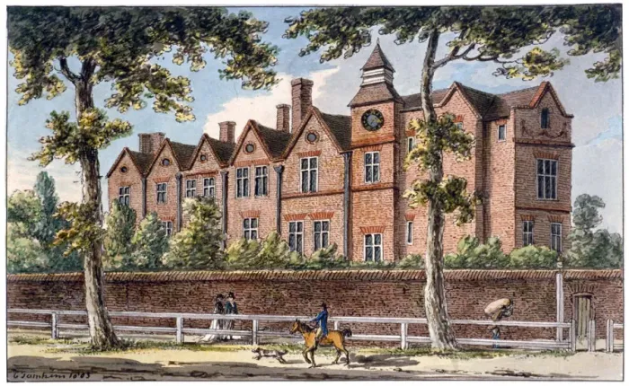 Framed Print : The Manor House, High Street, Marylebone, London, 1803. Artist: Charles Tomkins Framed Print : The Manor House, High Street, Marylebone, London, 1803. Artist: Charles Tomkins