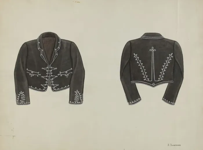 Framed Print : Mans Bolero, c. 1936. Creator: Syrena Swanson Framed Print : Mans Bolero, c. 1936. Creator: Syrena Swanson