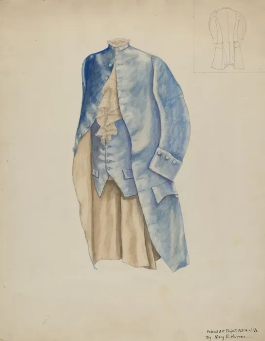 Framed Print : Mans Coat & Waistcoat, c. 1937. Creator: Mary E Humes Framed Print : Mans Coat & Waistcoat, c. 1937. Creator: Mary E Humes