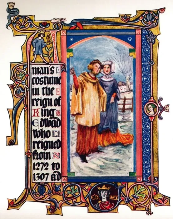 Framed Print : Mans Costume in the Reign of King Edward I, (1909) Framed Print : Mans Costume in the Reign of King Edward I, (1909)