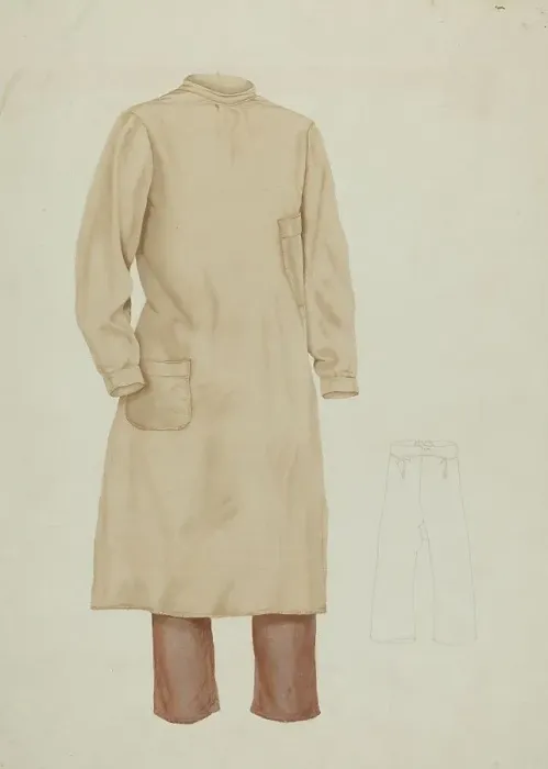 Framed Print : Man's Smock and Trousers, c. 1936. Creator: Frances Cohen Framed Print : Man's Smock and Trousers, c. 1936. Creator: Frances Cohen