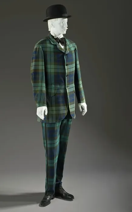 Framed Print : Man's two-piece lounge suit, England, 1875-1880. Hat: 1875-1890.. Creator: Unknown Framed Print : Man's two-piece lounge suit, England, 1875-1880. Hat: 1875-1890.. Creator: Unknown