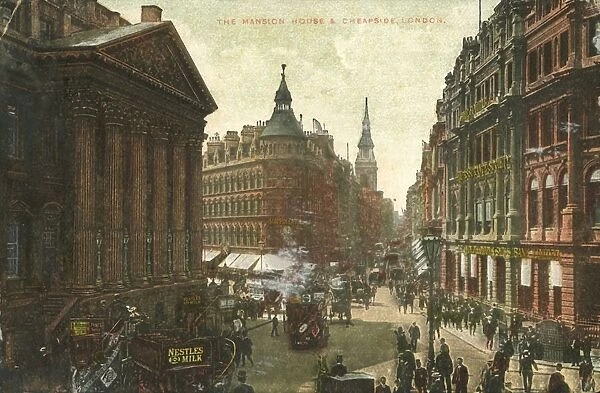 The Mansion House & Cheapside, London, late 19th-early 20th century. Creator: Unknown