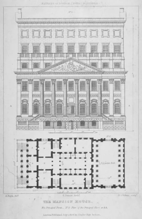 Framed Print : Mansion House, City of London, 1826. Artist: George Gladwin Framed Print : Mansion House, City of London, 1826. Artist: George Gladwin