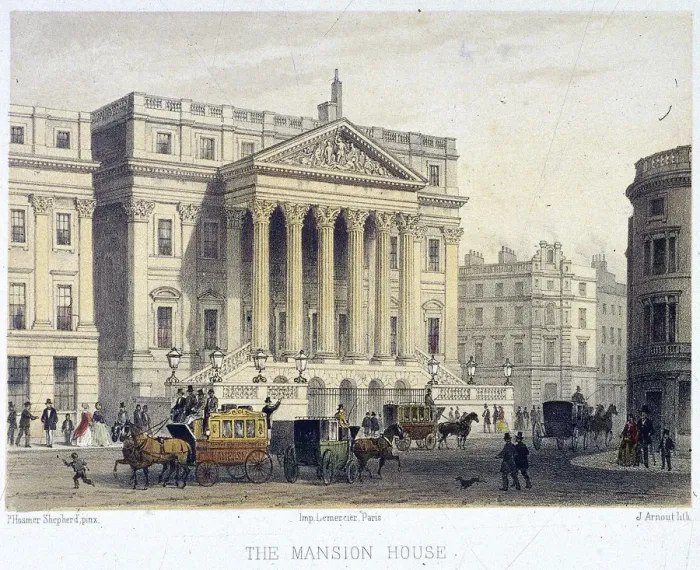 Framed Print : Mansion House (exterior), London, 1854. Artist: Jules Louis Arnout Framed Print : Mansion House (exterior), London, 1854. Artist: Jules Louis Arnout