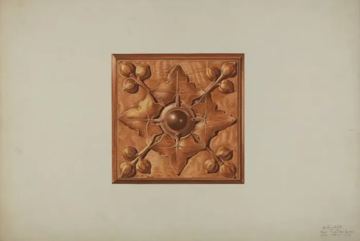 Framed Print : Mantel Carving, 1939. Creator: Michael Riccitelli Framed Print : Mantel Carving, 1939. Creator: Michael Riccitelli