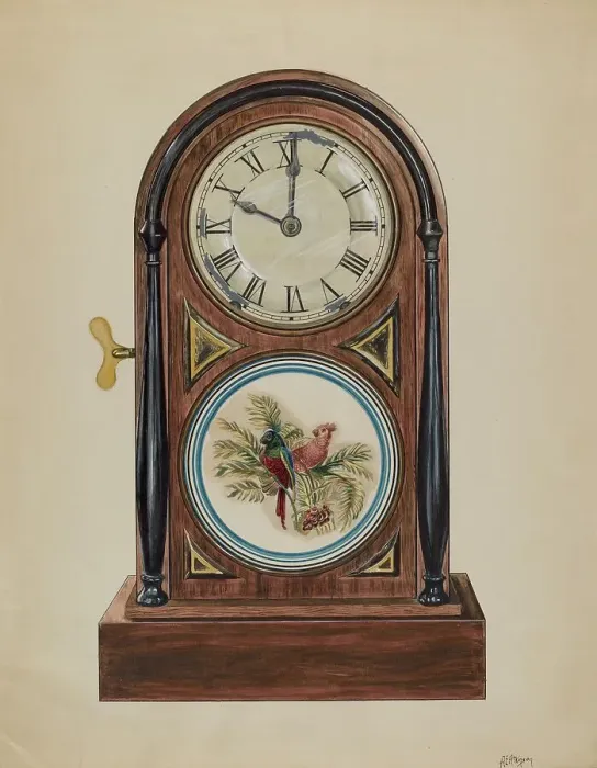 Framed Print : Mantel Clock, c. 1936. Creator: Ralph Atkinson Framed Print : Mantel Clock, c. 1936. Creator: Ralph Atkinson