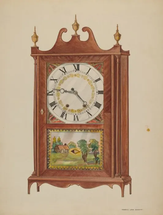 Framed Print : Mantel Clock, c. 1937. Creator: Francis Law Durand Framed Print : Mantel Clock, c. 1937. Creator: Francis Law Durand