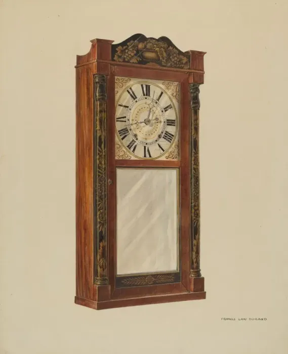 Framed Print : Mantel Clock, c. 1938. Creator: Francis Law Durand Framed Print : Mantel Clock, c. 1938. Creator: Francis Law Durand