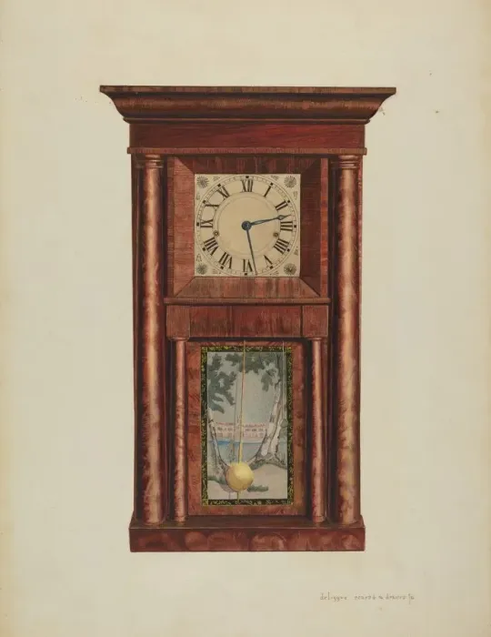 Framed Print : Mantel Clock, c. 1939. Creator: Ernest A Towers Jr Framed Print : Mantel Clock, c. 1939. Creator: Ernest A Towers Jr