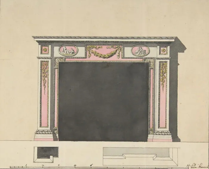 Framed Print : Mantel Design, ca. 1775. Creator: Anon Framed Print : Mantel Design, ca. 1775. Creator: Anon