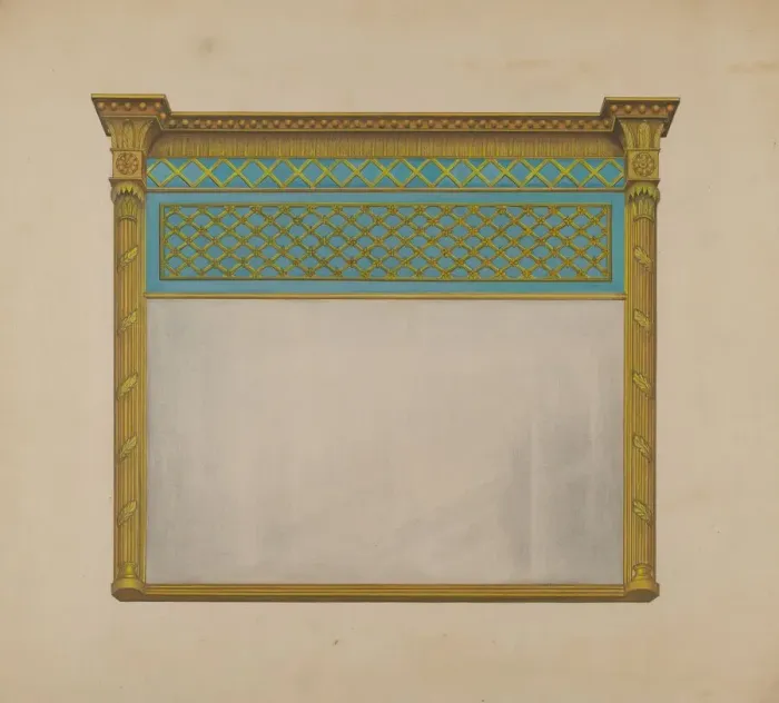 Framed Print : Mantel Looking Glass, c. 1937. Creator: Arthur Johnson Framed Print : Mantel Looking Glass, c. 1937. Creator: Arthur Johnson