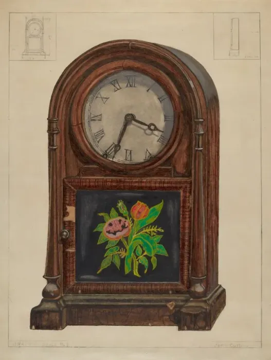 Framed Print : Mantle Clock, c. 1936. Creator: John Cutting Framed Print : Mantle Clock, c. 1936. Creator: John Cutting