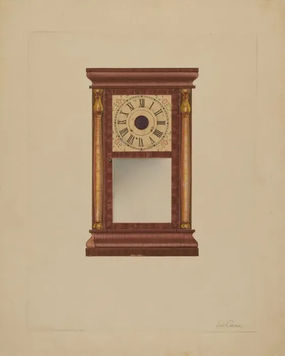 Framed Print : Mantle Clock, c. 1937. Creator: Lon Cronk