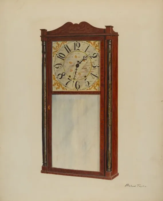 Framed Print : Mantle Clock, c. 1938. Creator: Richard Taylor Framed Print : Mantle Clock, c. 1938. Creator: Richard Taylor