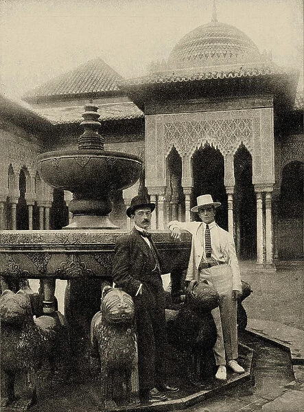 Manuel de Falla and Léonide Massine at Alhambra, Granada, 1919. Creator: Anonymous