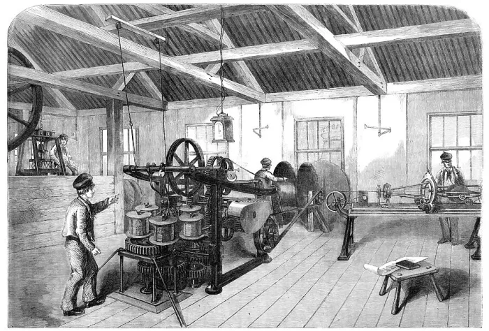 Framed Print : Manufacture of the Atlantic Submarine Cable, at Glass, Elliott, and Co.'s Works, East... 1857. Creator: Unknown Framed Print : Manufacture of the Atlantic Submarine Cable, at Glass, Elliott, and Co.'s Works, East... 1857. Creator: Unknown