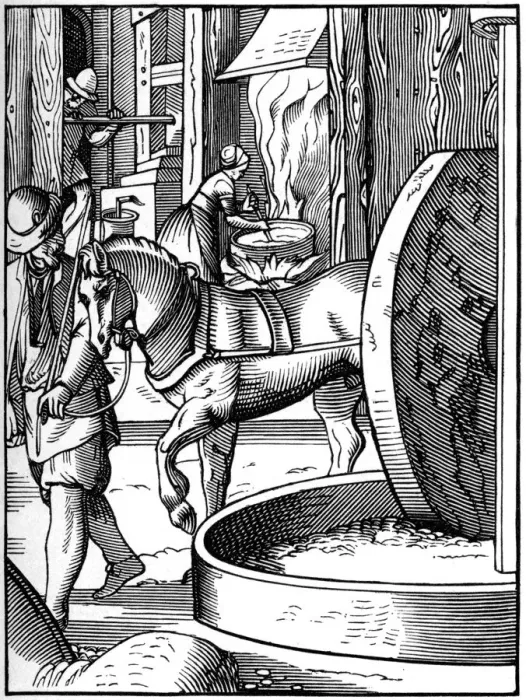 Framed Print : The manufacture of oil, 16th century (1849). Artist: Jost Amman Framed Print : The manufacture of oil, 16th century (1849). Artist: Jost Amman