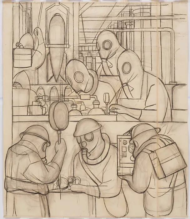 Framed Print : Manufacture of Poisonous Gas Bombs, 1932. Creator: Diego Rivera Framed Print : Manufacture of Poisonous Gas Bombs, 1932. Creator: Diego Rivera
