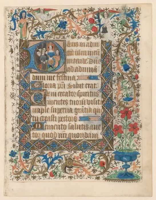 Framed Print : Manuscript from a book of hours with historized initial D, c.1400-c.1449. Creator: Anon Framed Print : Manuscript from a book of hours with historized initial D, c.1400-c.1449. Creator: Anon