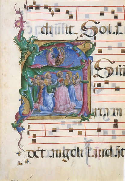 Manuscript Illumination with the Assumption of the Virgin in an Initial A