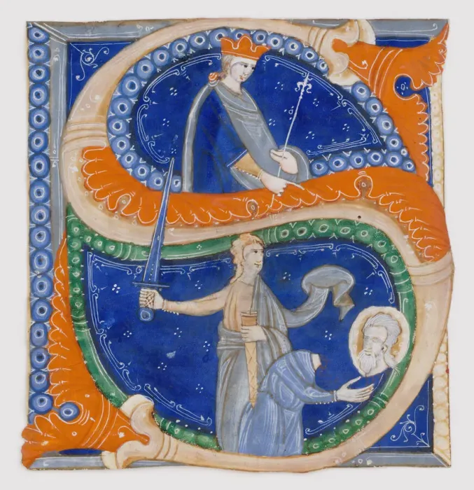 Framed Print : Manuscript Illumination with the Beheading of Saint Paul in an Initial S... Italian, ca Framed Print : Manuscript Illumination with the Beheading of Saint Paul in an Initial S... Italian, ca