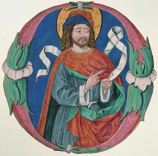 Manuscript Illumination with the Figure of a Saint in an Initial O, Italian, ca. 1480