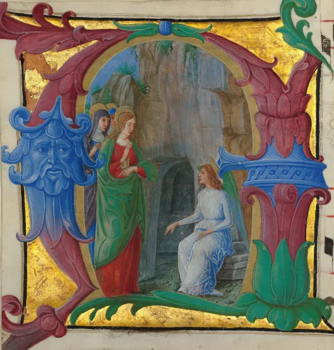 Framed Print : Manuscript Illumination with the Holy Women at the Tomb in an Initial A... Italian, ca Framed Print : Manuscript Illumination with the Holy Women at the Tomb in an Initial A... Italian, ca
