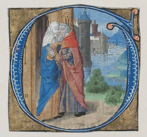 Manuscript Illumination with Joachim and Anna in an Initial G with Joachim and Anna