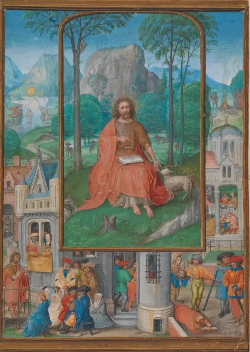 Framed Print : Manuscript Illumination with Scenes from the Life of Saint John the Baptist, ca. 1515