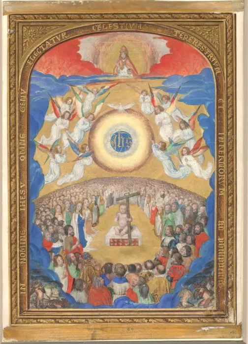Framed Print : Manuscript Leaf with Adoration of the Holy Name, from a Book of Hours, after 1530 (?) Framed Print : Manuscript Leaf with Adoration of the Holy Name, from a Book of Hours, after 1530 (?)