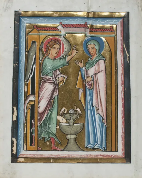 Framed Print : Manuscript Leaf with the Annunciation, from a Psalter, German, mid-13th century Framed Print : Manuscript Leaf with the Annunciation, from a Psalter, German, mid-13th century