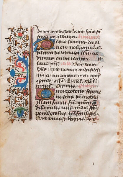 Manuscript Leaf, from a Book of Hours, French, 15th century. Creator: Unknown