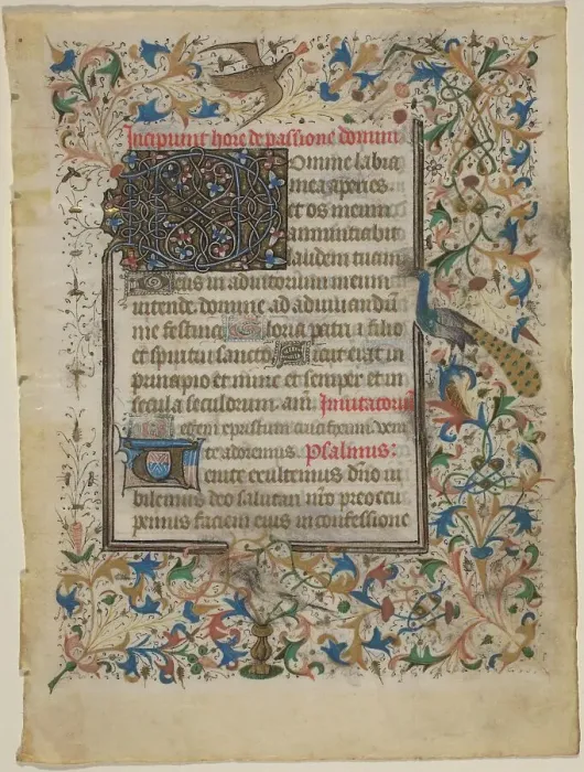 Framed Print : Manuscript Leaf from a Book of Hours (incip. Passionis), 1390. Creator: Unknown Framed Print : Manuscript Leaf from a Book of Hours (incip. Passionis), 1390. Creator: Unknown