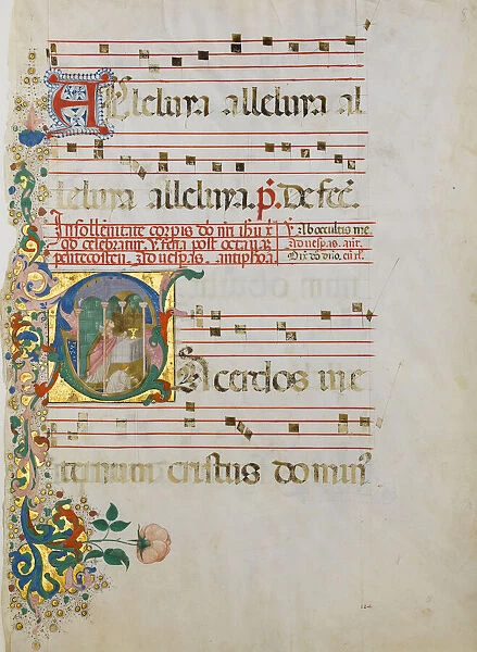 Manuscript Leaf with the Celebration of a Mass in an Initial S