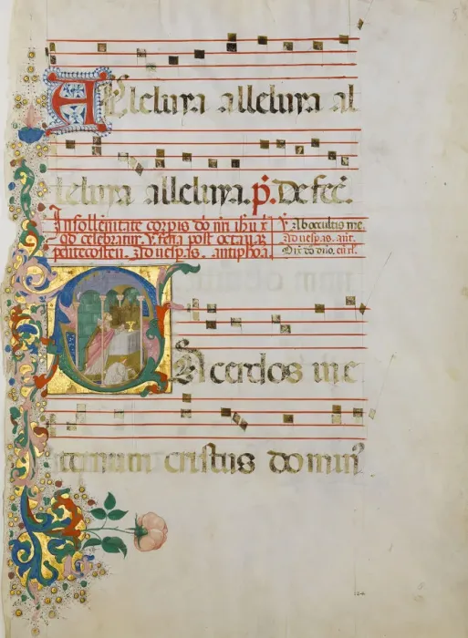Framed Print : Manuscript Leaf with the Celebration of a Mass in an Initial S Framed Print : Manuscript Leaf with the Celebration of a Mass in an Initial S