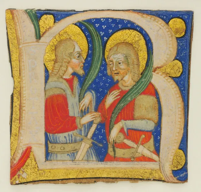 Framed Print : Manuscript Leaf Cutting Showing an Illumiated Initial R with St. Protasius Framed Print : Manuscript Leaf Cutting Showing an Illumiated Initial R with St. Protasius