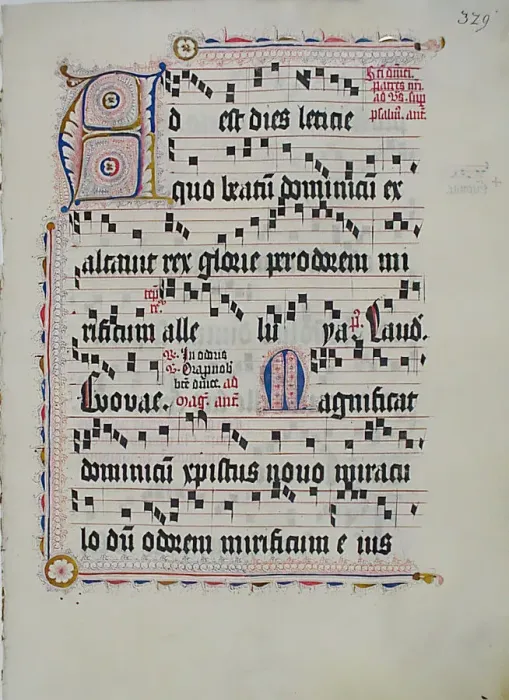 Framed Print : Manuscript Leaf with Initial A, from an Antiphonary, German, second quarter 15th century Framed Print : Manuscript Leaf with Initial A, from an Antiphonary, German, second quarter 15th century