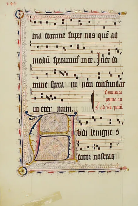 Framed Print : Manuscript Leaf with Initial A, from an Antiphonary, German, second quarter 15th century Framed Print : Manuscript Leaf with Initial A, from an Antiphonary, German, second quarter 15th century