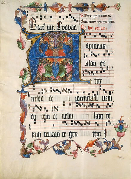 Manuscript Leaf with Initial A, from an Antiphonary, German, ca. 1425-50