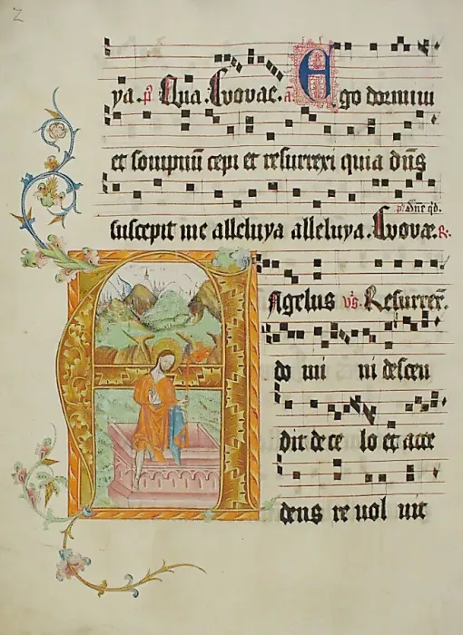 Framed Print : Manuscript Leaf with Initial A, from a Gradual, German, second quarter 15th century Framed Print : Manuscript Leaf with Initial A, from a Gradual, German, second quarter 15th century