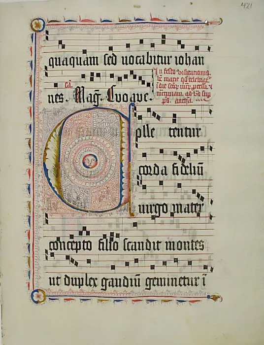 Framed Print : Manuscript Leaf with Initial C, from an Antiphonary, German, second quarter 15th century Framed Print : Manuscript Leaf with Initial C, from an Antiphonary, German, second quarter 15th century