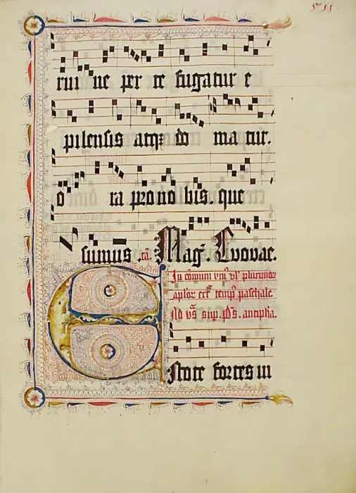 Framed Print : Manuscript Leaf with Initial E, from an Antiphonary, German, second quarter 15th century