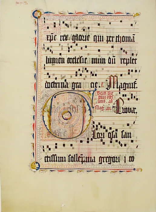 Framed Print : Manuscript Leaf with Initial F, from an Antiphonary, German, second quarter 15th century Framed Print : Manuscript Leaf with Initial F, from an Antiphonary, German, second quarter 15th century