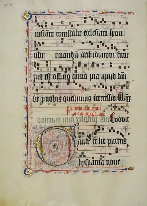 Framed Print : Manuscript Leaf with Initial G, from an Antiphonary, German, second quarter 15th century Framed Print : Manuscript Leaf with Initial G, from an Antiphonary, German, second quarter 15th century
