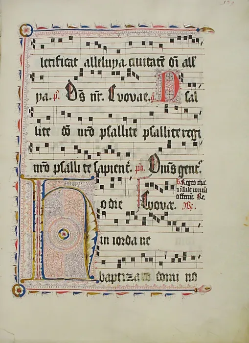 Framed Print : Manuscript Leaf with Initial H, from an Antiphonary, German, second quarter 15th century Framed Print : Manuscript Leaf with Initial H, from an Antiphonary, German, second quarter 15th century