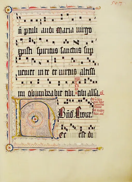 Framed Print : Manuscript Leaf with Initial H, from an Antiphonary, German, second quarter 15th century