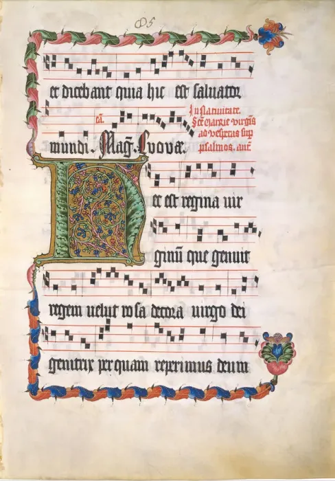 Framed Print : Manuscript Leaf with Initial H, from an Antiphonary, German, second quarter 15th century Framed Print : Manuscript Leaf with Initial H, from an Antiphonary, German, second quarter 15th century