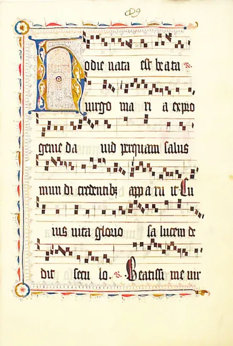 Framed Print : Manuscript Leaf with Initial H, from an Antiphonary, German, second quarter 15th century Framed Print : Manuscript Leaf with Initial H, from an Antiphonary, German, second quarter 15th century